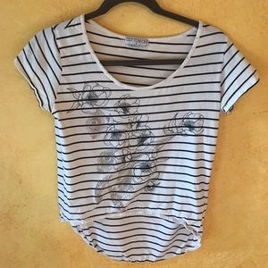 Cotton On High Low Graphic Striped Tee